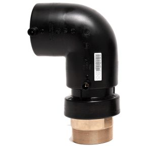 Codo 90° electrosoldable de transicion pe/laton roscado varon